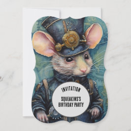Invitación Squeakins Steampunk Animal nombre personalizado