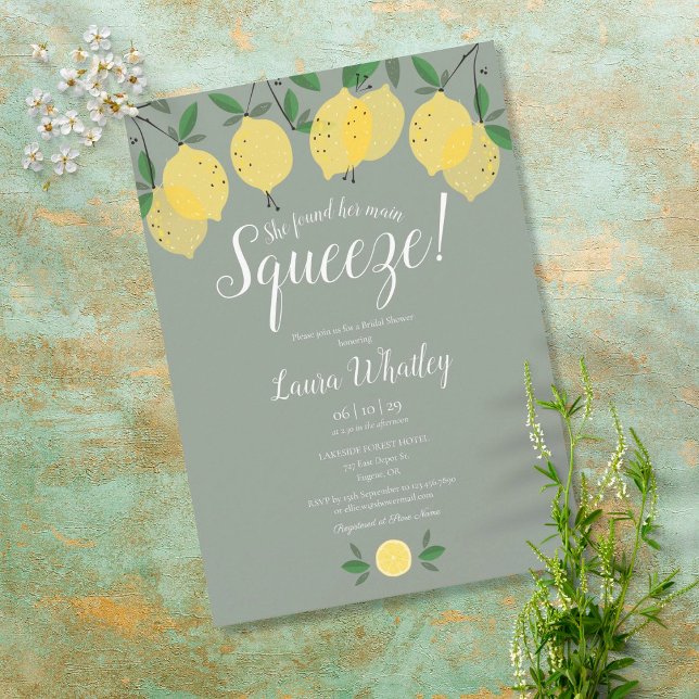 Invitación Squeeze Lemon Sage Green Bridal Shower (Subido por el creador)
