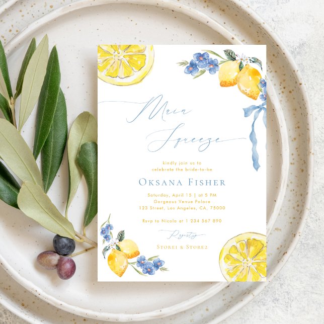 Invitación Squeeze Lemons Ducha azul italiana de novias (Subido por el creador)