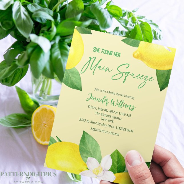 Invitación Squeeze Principal Elegante Ducha De Citrus Amarill (Subido por el creador)