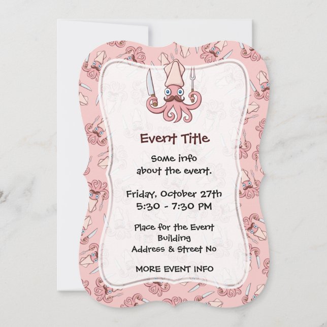 Invitación Squid Chef Personalizado (Reverso)