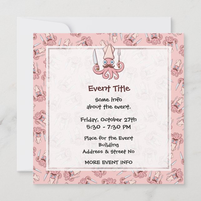 Invitación Squid Chef Personalizado (Reverso)