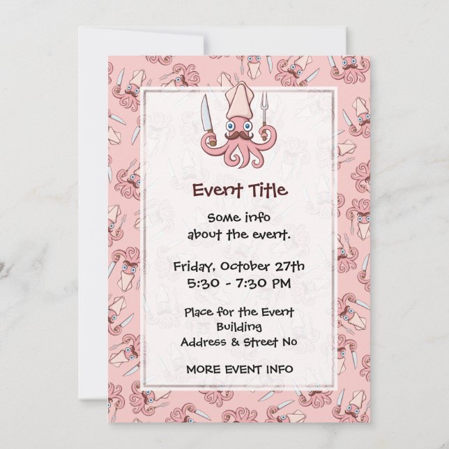 Invitación Squid Chef Personalizado (Reverso)