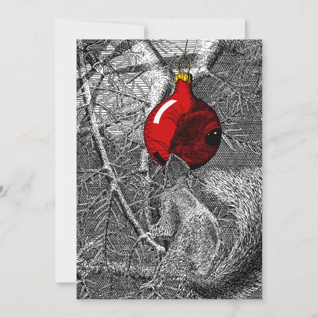 Invitación Squirrel in Christmas Tree (Anverso)