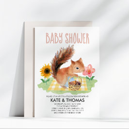 Invitación Squirrel Nueces Picnic Watercolor Baby Shower