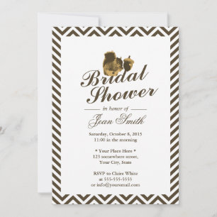 Invitación Squirrel & Nut Chevron Stripes Brillante Ducha