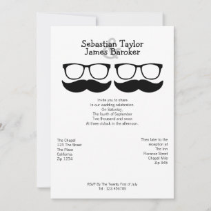 Invitación Sr. Mustache y Boda de Glasses