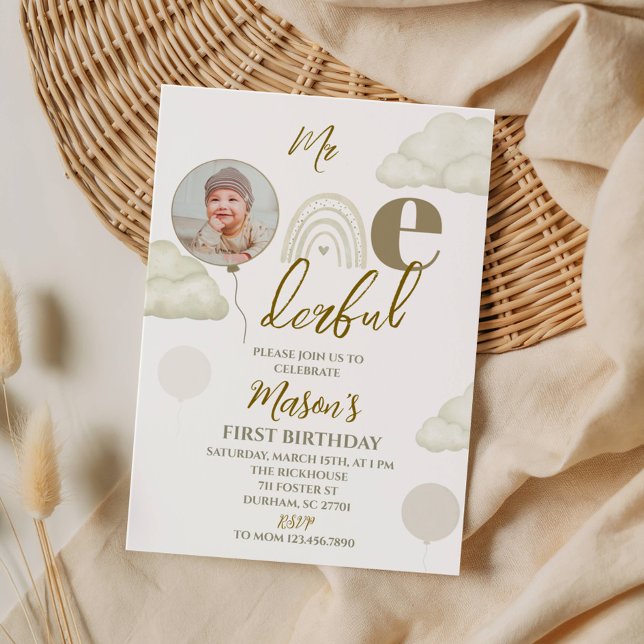 Invitación Sr. ONEderful Foto Primer Cumpleaños (Subido por el creador)