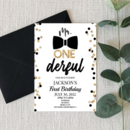 Invitación Sr. ONEMaravillosa Bowtie Primera Fiesta de Cumple