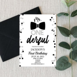 Invitación Sr. ONEMaravillosa Bowtie Primera Fiesta de Cumple