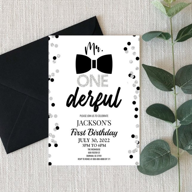 Invitación Sr. ONEMaravillosa Bowtie Primera Fiesta de Cumple (Subido por el creador)