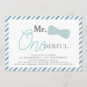 Invitación Sr. ONEMaravilloso Niño Azul primer cumpleaños