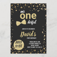 Sr Onemaravilloso Niño Primer Cumpleaños Negro Oro