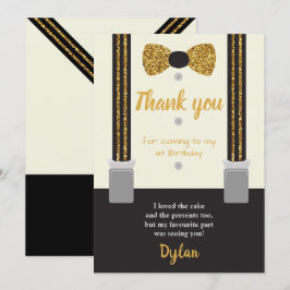 Invitación Sr. Onemaravilloso oro y corbata de arco negro