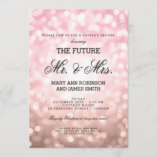 Invitación Sr. Sra. Couples Rosa de ducha Rubor Luces de Boke