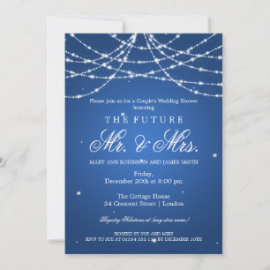 Invitación Sr. Sra. Couples Shower Sparkling String Blue