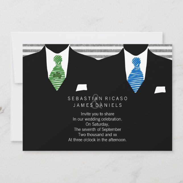 Invitación Sr. Suit y Boda de Tie Gay (Anverso)