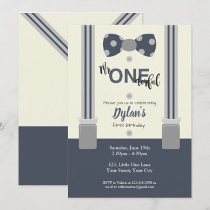 Invitación Sr. Una marina maravillosa y corbata de arco gris