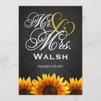 Sr. y señora Black Sunflower Wedding Invitations
