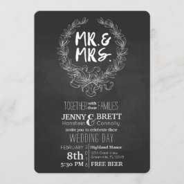 Invitación Sr. y señora Chalkboard Free Beer Wedding