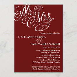 Invitación Sr. y señora Scroll Wedding Invitation Borgoña