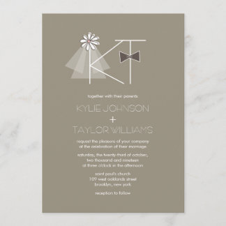 Invitación Sr. y señora Veil y la boda del monograma de la