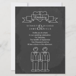 Invitación Sr. y Sr. Doodle Chalkboard Gay Boda