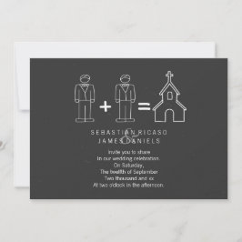 Invitación Sr. y Sr. Doodle Church Chalkboard Gay Boda