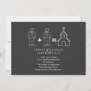 Invitación Sr. y Sr. Doodle Church Chalkboard Gay Boda