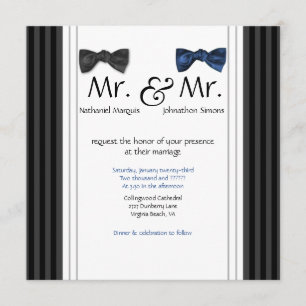 Invitación Sr. y Sr. pajaritas y boda rayada Pin invitan