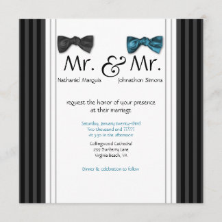Invitación Sr. y Sr. pajaritas y boda rayada Pin invitan