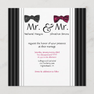 Invitación Sr. y Sr. pajaritas y boda rayada Pin invitan