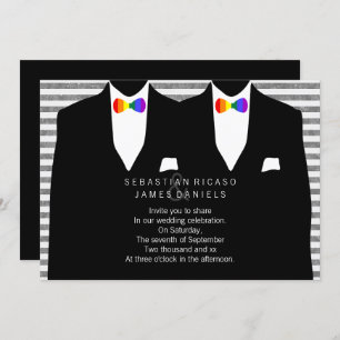 Invitación Sr. y Sr. Suit y Boda de Rainbow Bow Tie Gay