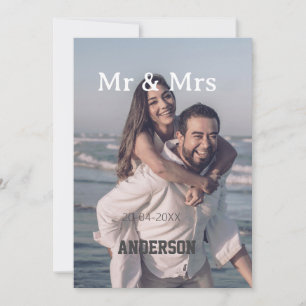 Invitación Sr y Sra agregar nombre de familia foto fecha boda