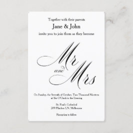 Invitación Sr. y Sra. Basic Wedding Invitation