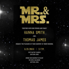 Invitación Sr. y Sra. Black Boda con tema de ciencia ficción 