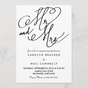 Invitación Sr. Y Sra. Classy Typography Engagement Party