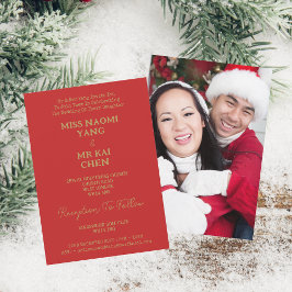 Invitación Sr. y Sra. Elegant Gold Script Boda rojo