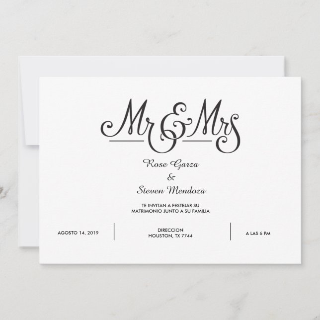 INVITACIÓN SR. Y SRA. ELEGANT INVITATION (Anverso)
