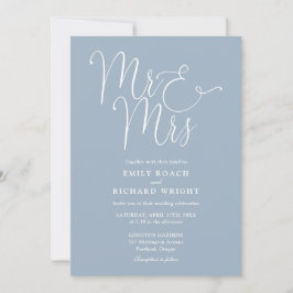 Invitación Sr. Y Sra. Elegant Script Dusty Blue Boda