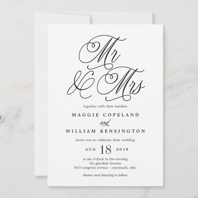 Invitación Sr. y Sra. Elegant Wedding Invitation (Anverso)
