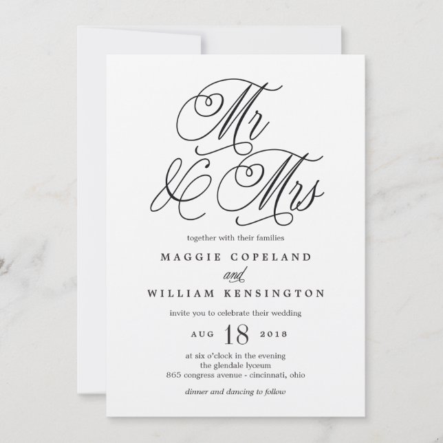 Invitación Sr. y Sra. Elegant Wedding Invitation Kraft (Anverso)