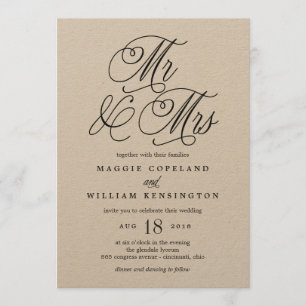 Invitación Sr. y Sra. Elegant Wedding Invitation Kraft