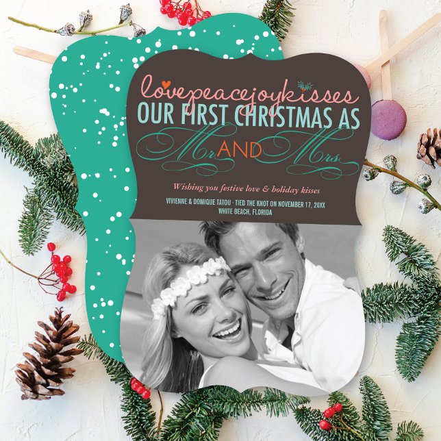 Invitación Sr. y Sra. First Christmas Mistletoes Photo Boda (Subido por el creador)