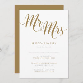 Invitación Sr. y Sra. Gold Wedding Invitation