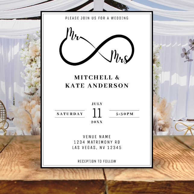 Invitación Sr. y Sra. Infinity Symbol Boda (Mr & Mrs Infinity Symbol Wedding Invitation
)