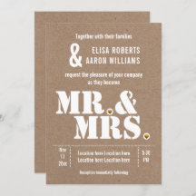 Sr. y Sra. Modern typography kraft paper boda