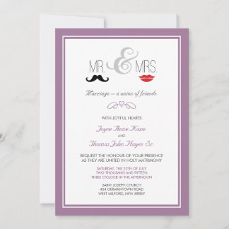 Invitación Sr. y Sra. Mustache & Lipstick Invitation (persona