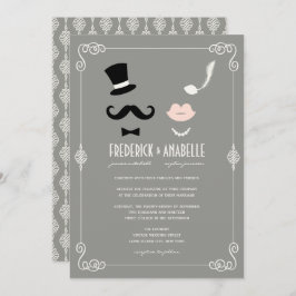 Invitación Sr. y Sra. Mustache Y Boda De La Moda Vintage