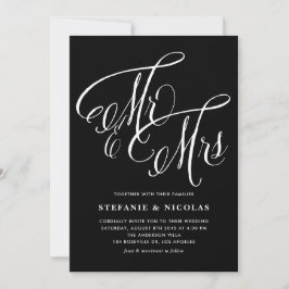Invitación Sr. y Sra. Rustic Calligraphy Black Boda